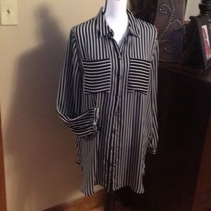 Chico’s black and white striped tunic